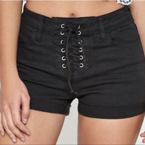 Pacsun Black High Waisted Lace Up Shorts